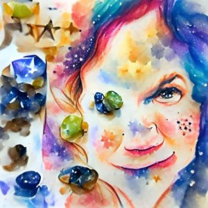 Thersa Matsuura tinystars and gemstones watercolor VQGAN