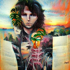 AI Art: Jim Morrison on the Beach at Sunset