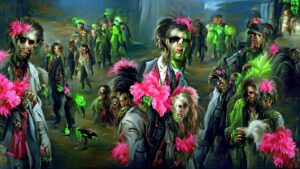 Zombies going to a rave